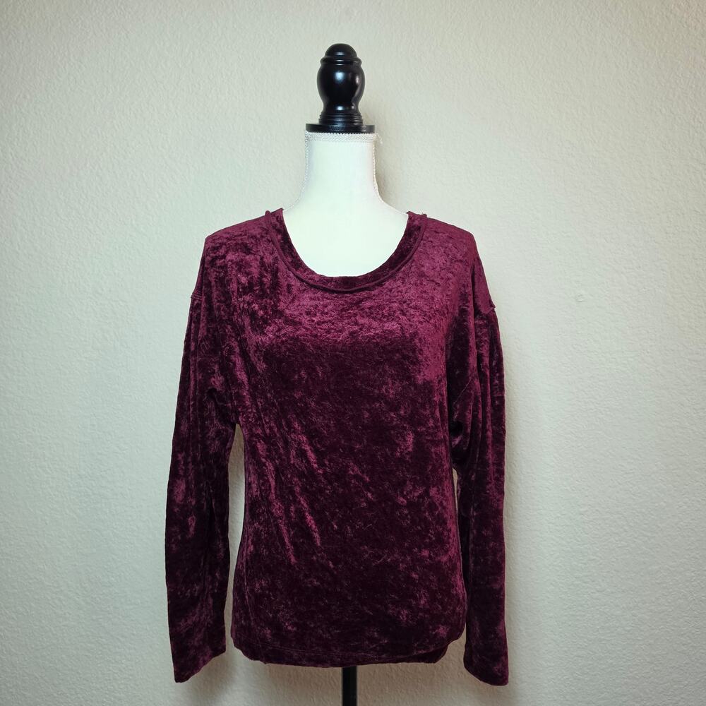 Free People Milan Burgundy Velvet Top XS